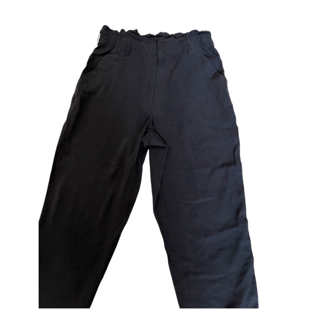 OLD NAVY Black High Waisted Straight Leg Paper Bag Pant M - Picture 3 of 9